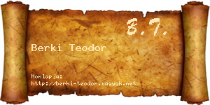 Berki Teodor névjegykártya